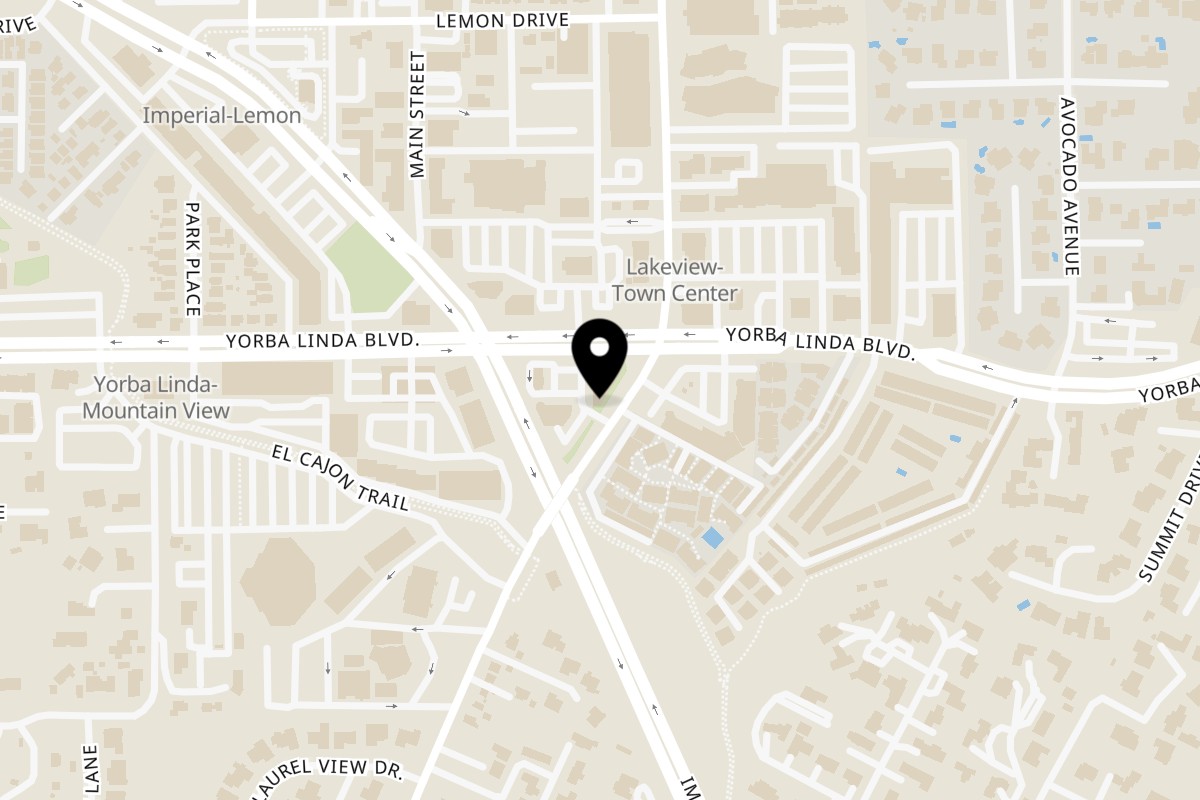 Map showing the location of Que Vida Tacos Yorba Linda on 18452 Yorba Linda Boulevard in Yorba Linda